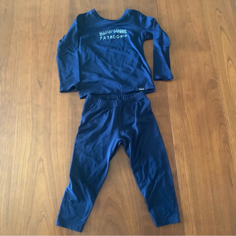 Patagonia Navy Capilene 2T Long Sleeve Pants Set Base Layer READ